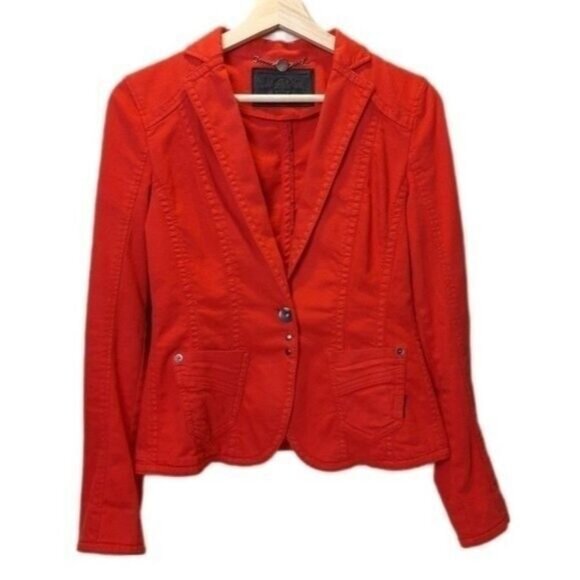 MARC CAIN Blazer Jacket 100% Cotton Red Sz 4 (N1) - Picture 1 of 16